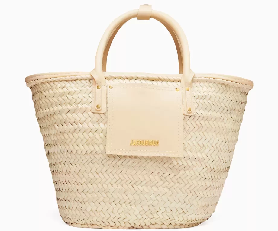 حقيبة سولي بتصميم سلة قش وجلد