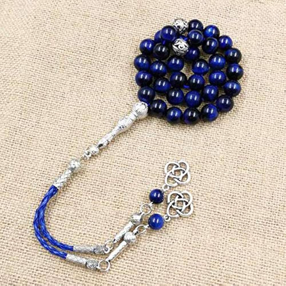 سبحة رجاليه عين النمر ازرق طبيعي