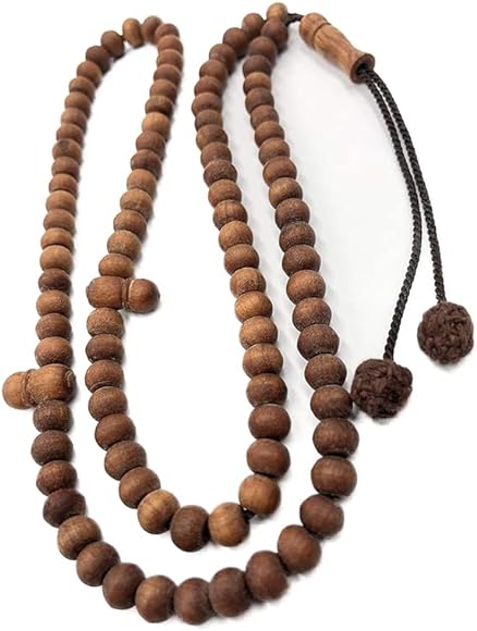 سبحة خشب الصندل الطبيعي رائحة نفاذة، بني