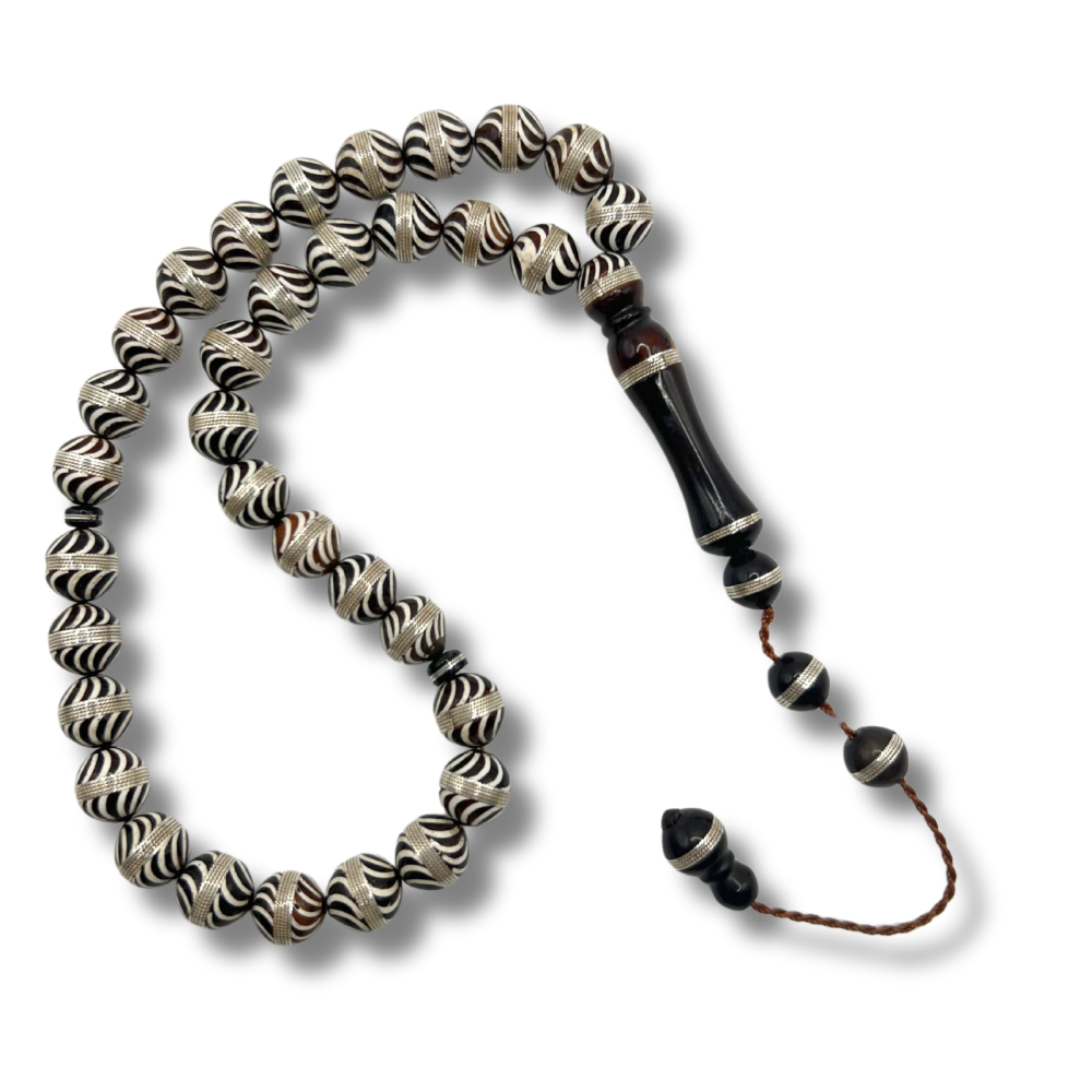 سبحة خشب كوك ديلوكس مع فضة وعاج