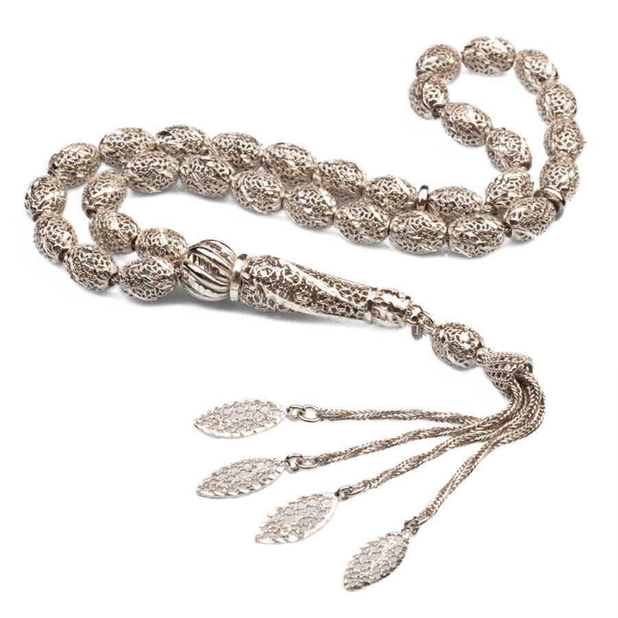 سبحة فضة بالكامل بنقش يدوي