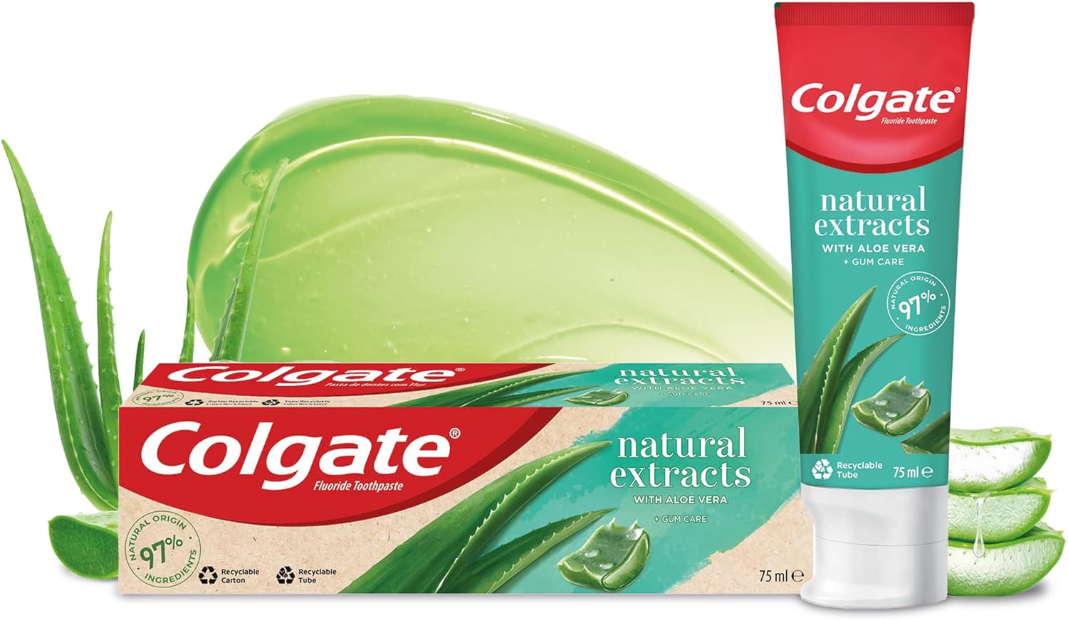 معجون أسنان كولجيت مستخلصات طبيعية للعناية باللثة مع الصبار و الشاي الأخضر