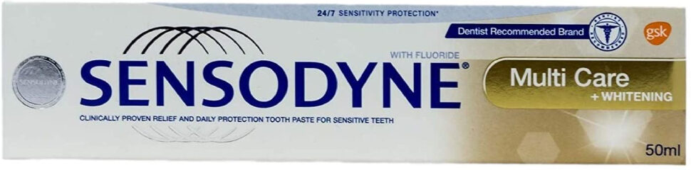 معجون اسنان عناية متعددة وتبييض الاسنان الحساسة من سنسوداين