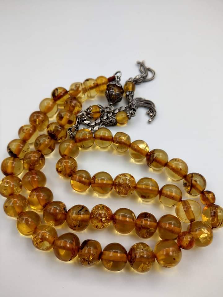 سبحة كهرب روسي كركوشة فضة