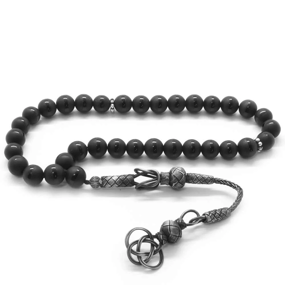 سبحه تركيه بحجر العقيق الطبيعي شرشوبة فضة