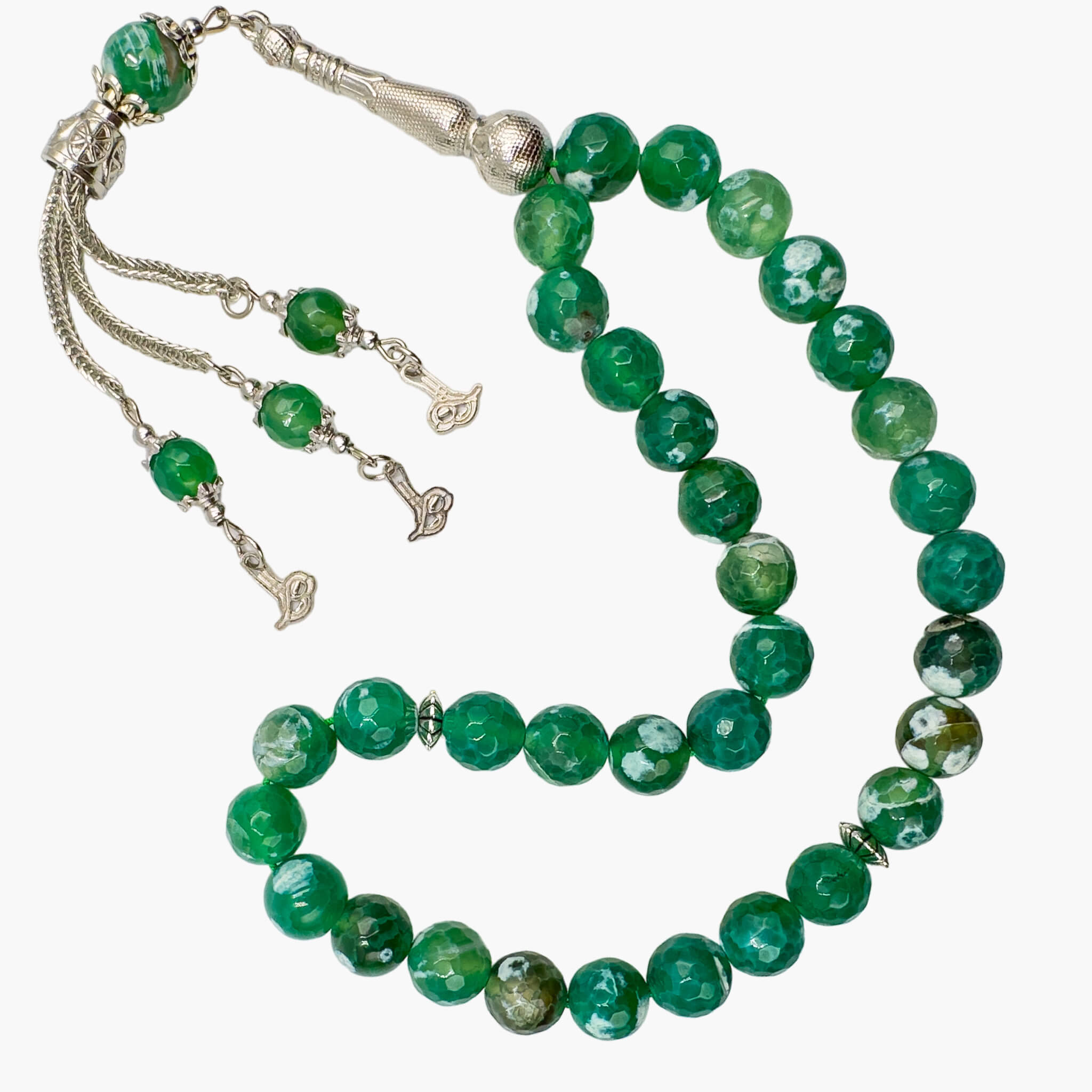 سبحة العقيق الأخضر المترش