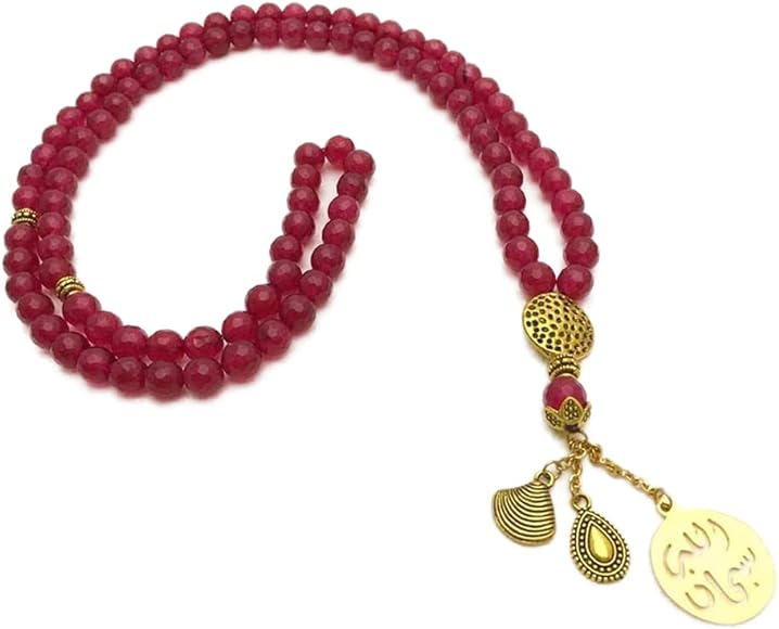  سبحة حمراء منقوشة