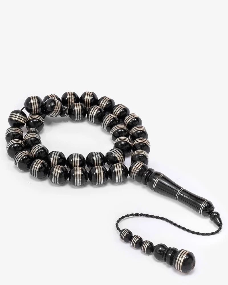 سبحة كوك بالفضة اسود مقلم