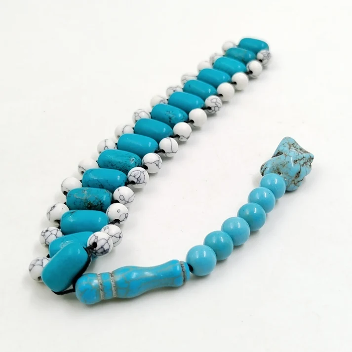 سبحة يونانية حجر فيروز طبيعي