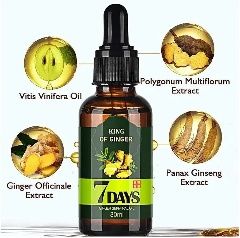 زيت زنجبيل لتدليك فروة الرأس، علاج سريع لتساقط الشعر، سيروم زيت لتعزيز نمو الشعر من 7 دايز
