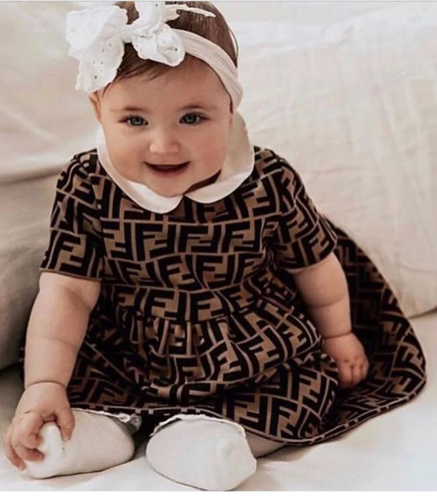 فستان فندي للاطفال شتوية